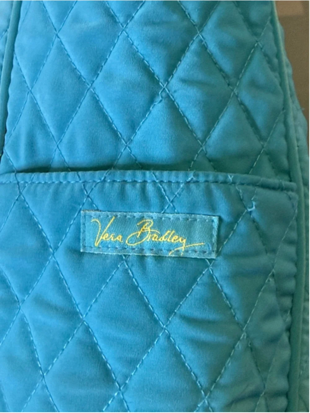 Vera Bradley Quilted Tote Bag One Size Blue with Lime Green Lining
